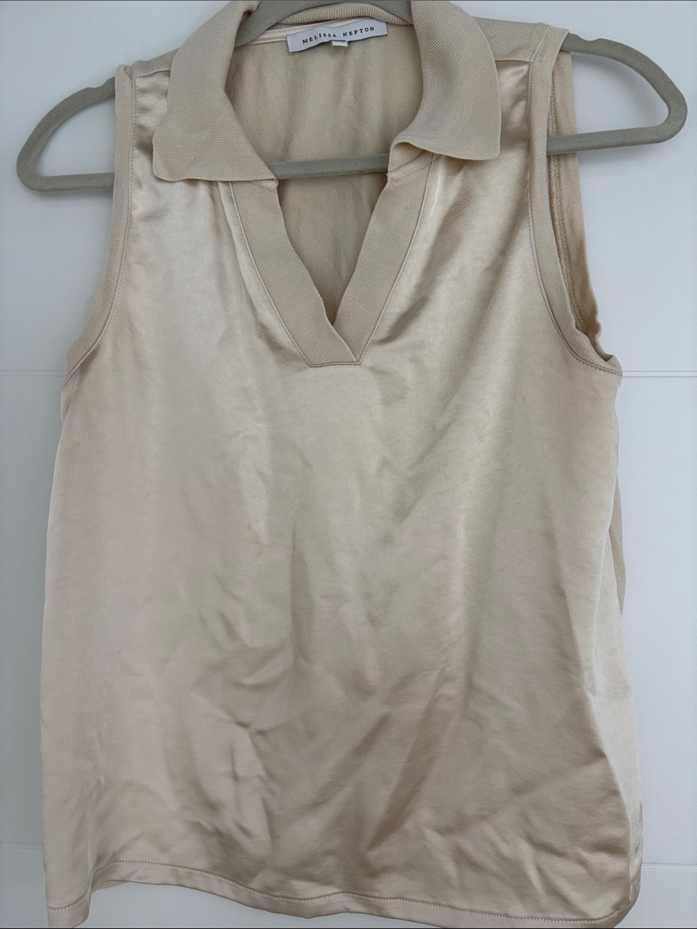 MELISSA NEPTON Sleeveless Polo Tank - Beige Cream